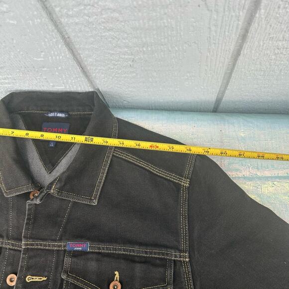 ˚₊‧꒰ა ☆ ໒꒱ ‧₊˚Tommy Jeans Jacket Men's Size Large Distressed Black (3B-DT) - Picture 7 of 9